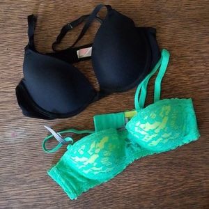 32A green Aerie and  34A black VS bra
